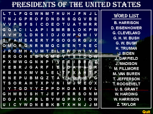 U.S. Presidents Word Search
